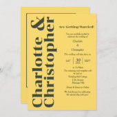 Blushing Liebe - Sunshine Yellow Moderne Einladung (Vorne/Hinten)