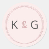 Blushing Oval Monogram Wedding Runder Aufkleber (Vorderseite)