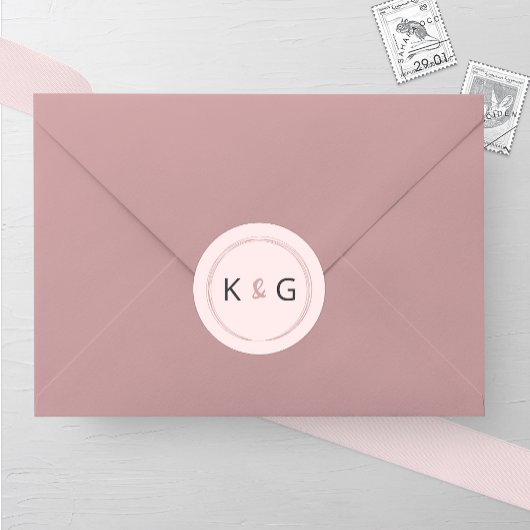 Blushing Oval Monogram Wedding Runder Aufkleber
