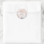 Blushing Peach Floral Wreath Wedding Runder Aufkleber (Tasche)