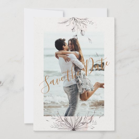 Blushing Peach Foto Flacker Save the Date Karte (Vorderseite)