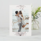 Blushing Peach Foto Flacker Save the Date Karte (Stehend Vorderseite)
