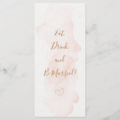 Blushing Peach Gray Watercolor Wedding Menu Menükarte (Rückseite)