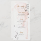 Blushing Peach Gray Watercolor Wedding Menu Menükarte (Vorne/Hinten)