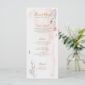 Blushing Peach Gray Watercolor Wedding Menu Menükarte (Stehend Vorderseite)