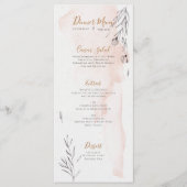 Blushing Peach Gray Watercolor Wedding Menu Menükarte (Vorderseite)
