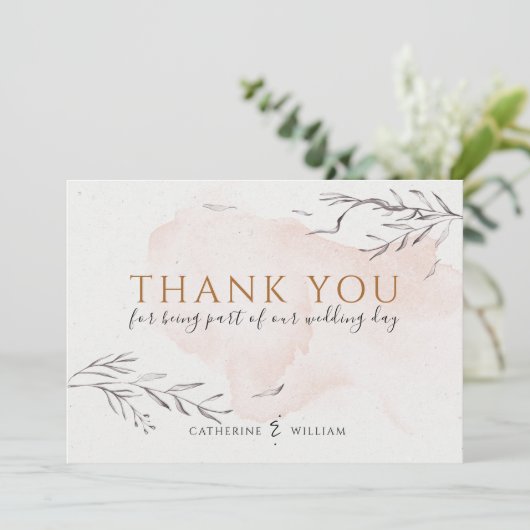 Blushing Peach Wassercolor Flat Danke Karte (Stehend Vorderseite)