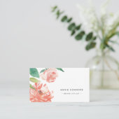 Blushing Peony | Aquarellblume Visitenkarte (Stehend Vorderseite)