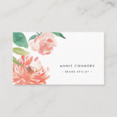 Blushing Peony | Aquarellblume Visitenkarte (Vorderseite)