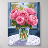 Blushing Peony Bouquet | Pink Flower Painting Poster (Vorne)
