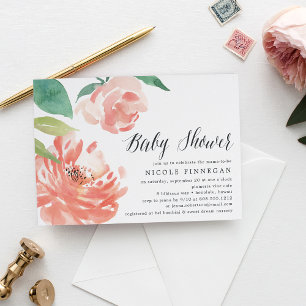 Blushing Peony   Einladung der Babydusche