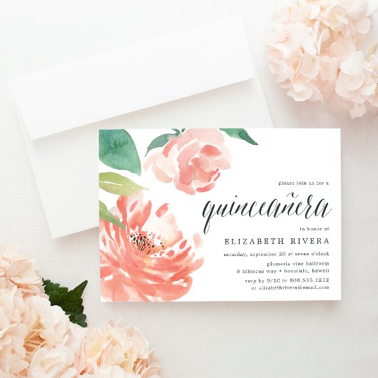 Blushing Peony | Einladung von Quinceanera