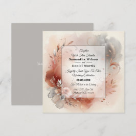 Blushing Petals and Silver Swirls Wedding Einladung