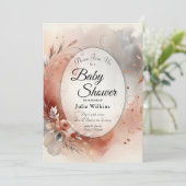 Blushing Petals and Silver Wirbel Kinderdusche Einladung (Stehend Vorderseite)