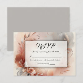 Blushing Petals und Silver Wirbel Hochzeit RSVP Karte
