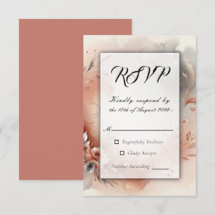 Blushing Petals und Silver Wirbel Hochzeit RSVP Karte