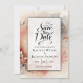 Blushing Petals und Silver Wirbel Hochzeit Save The Date (Vorderseite)