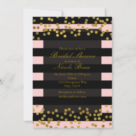 Blushing Pink & Black Stripes Gold Imitate Foil Do Einladung