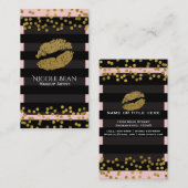 Blushing Pink & Black Stripes Gold Imitate Foil Do Visitenkarte (Vorne/Hinten)