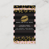 Blushing Pink & Black Stripes Gold Imitate Foil Do Visitenkarte (Rückseite)