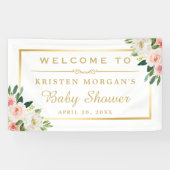 Blushing Pink Floral Gold Frame Baby Dusche Banner (Horizontal)