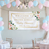 Blushing Pink Floral Gold Frame Baby Dusche Banner