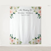 Blushing Pink Floral Wedding Foto Hintergrund Wandteppich (Vorderseite)