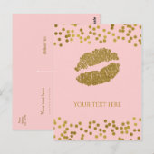 Blushing Pink & Gold Imitate Foil Confetti Dots Postkarte (Vorne/Hinten)