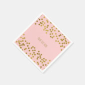 Blushing Pink & Gold Imitate Foil Confetti Dots Serviette (Ecke)