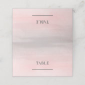 Blushing Pink Gray Moderne Aquarellfarben Hochzeit Platzkarte (Außenseite Aufgefaltet)