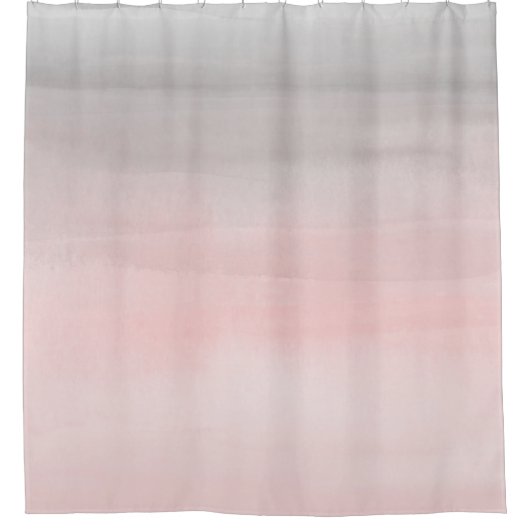 Blushing Pink & Gray Moderne Wasserfarbe Girly Gla Duschvorhang (Vorderseite)