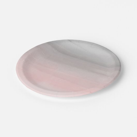 Blushing Pink Gray Moderne Wasserfarbe Ombre Chic Pappteller (Schrägansicht)