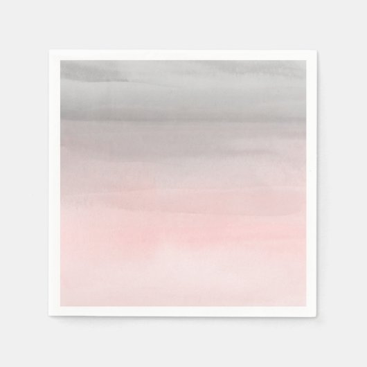Blushing Pink Gray Moderne Wasserfarbe Ombre Chic Serviette (Vorderseite)