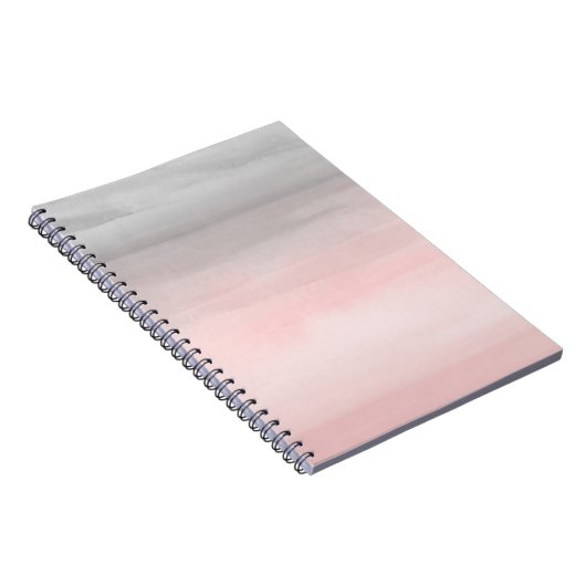 Blushing Pink & Gray Moderne Wasserfarbe Ombre Gla Notizblock (Rechte Seite)