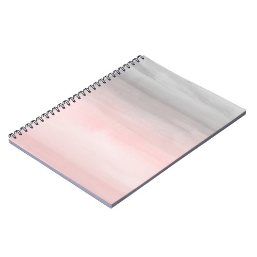 Blushing Pink & Gray Moderne Wasserfarbe Ombre Gla Notizblock (Linke Seite)