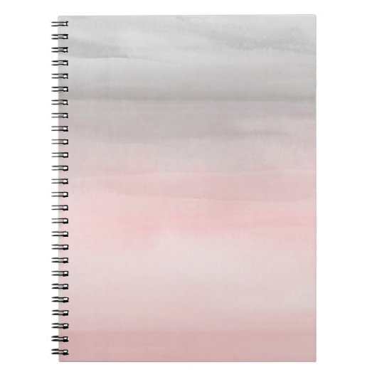 Blushing Pink & Gray Moderne Wasserfarbe Ombre Gla Notizblock (Vorderseite)