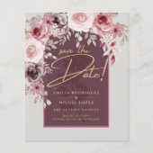 Blushing Pink Maroon Floral Hochzeit SPEICHERN DAS (Vorderseite)