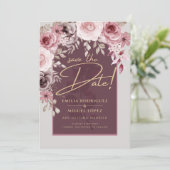 Blushing Pink Maroon Floral Hochzeit SPEICHERN DAS Einladung (Stehend Vorderseite)