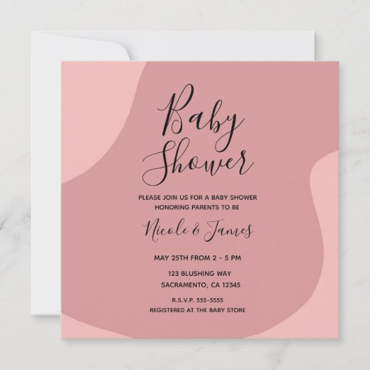 Blushing Pink Mauve Moderne Minimal Babydusche Einladung (Vorderseite)
