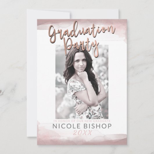 Blushing Pink Moderne Chic Blush Graduation Party Einladung (Vorderseite)