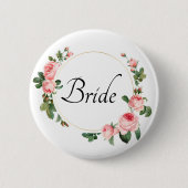 Blushing Pink Rose Bride Button (Vorderseite)