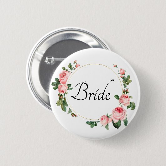 Blushing Pink Rose Bride Button (Vorne & Hinten)