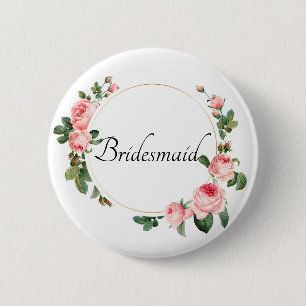 Blushing Pink Rose Bridesmaid Button