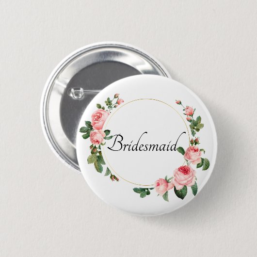 Blushing Pink Rose Bridesmaid Button (Vorne & Hinten)
