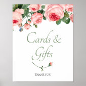 Blushing Pink Rose Floral Card & Geschenke Zeichen Poster (Vorne)