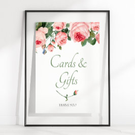 Blushing Pink Rose Floral Card & Geschenke Zeichen Poster