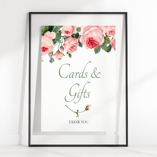 Blushing Pink Rose Floral Card & Geschenke Zeichen Poster