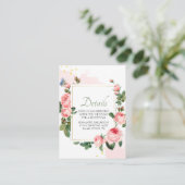 Blushing Pink Rose Floral Elegante Hochzeit Begleitkarte (Stehend Vorderseite)