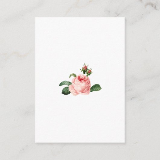 Blushing Pink Rose Floral Elegante Hochzeit Begleitkarte (Rückseite)
