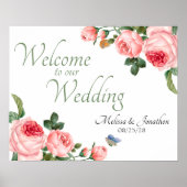 Blushing Pink Rose Floral Elegante Hochzeit Poster (Vorne)